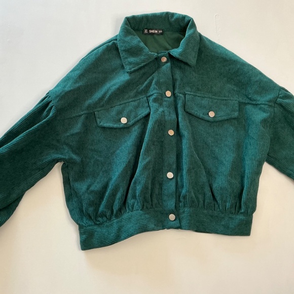 Shein Lune Corduroy forest green button jacket size M - Picture 5 of 8